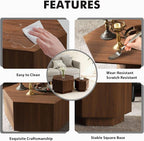 Hexagonal Nesting Coffee Tables Set of 2, Walnut Coffee Table - Image 6