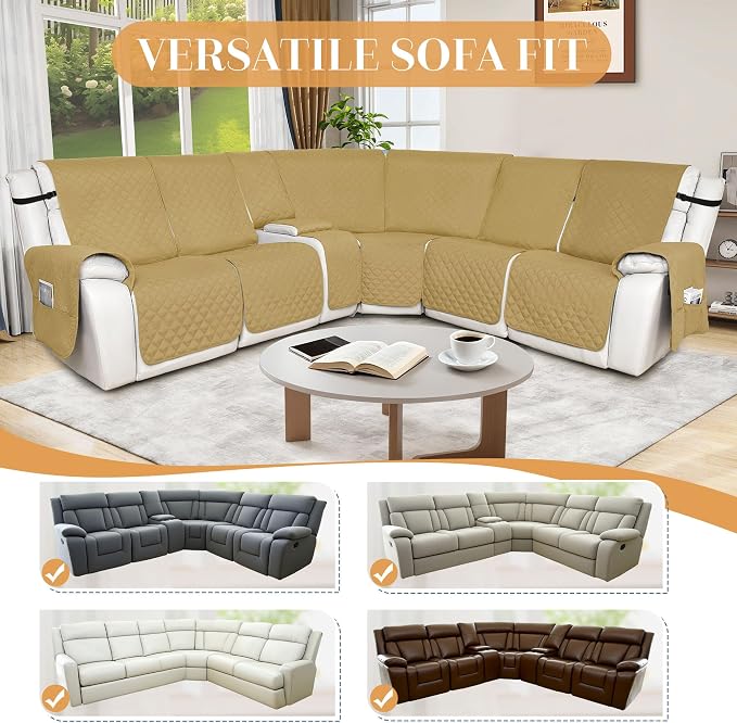 HDCAXKJ 100% Waterproof Reclining Sectional Couch Covers L Shape Recliner Sofa - Image 6