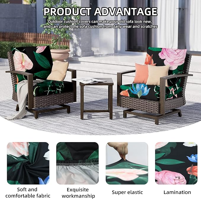 8PCS Patio Cushion Covers.Patio Furniture Couch SeatSlipcovers | Washable - Image 3