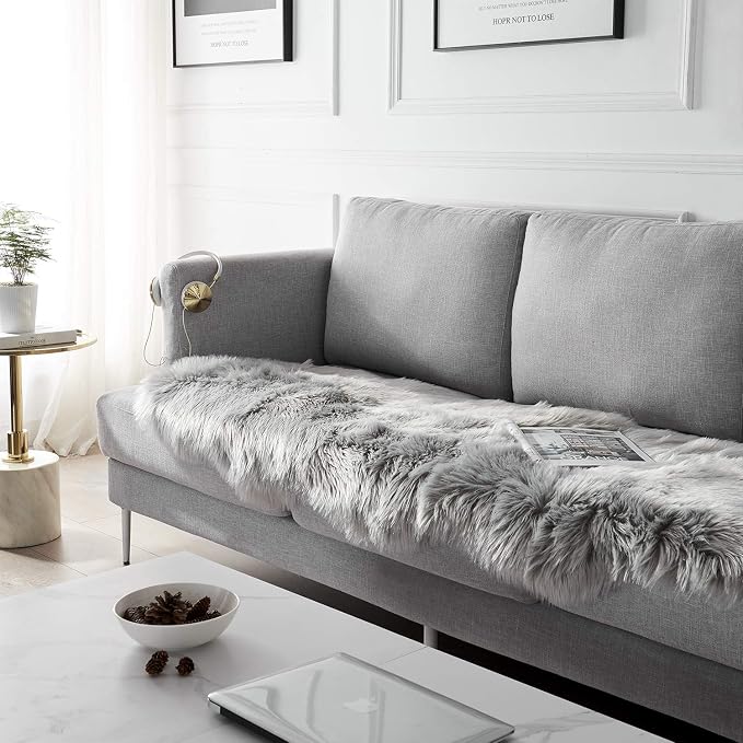 SERISSA 2x6 Fluffy Grey Faux Fur Area Rug - Image 3