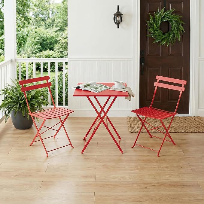 GarveeLife 3 Piece Patio Bistro Set, Folding Patio Bistro Table and Chairs Set - Image 7