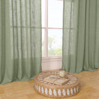 Sage Green Linen Sheer Curtains 80 inch - Image 9