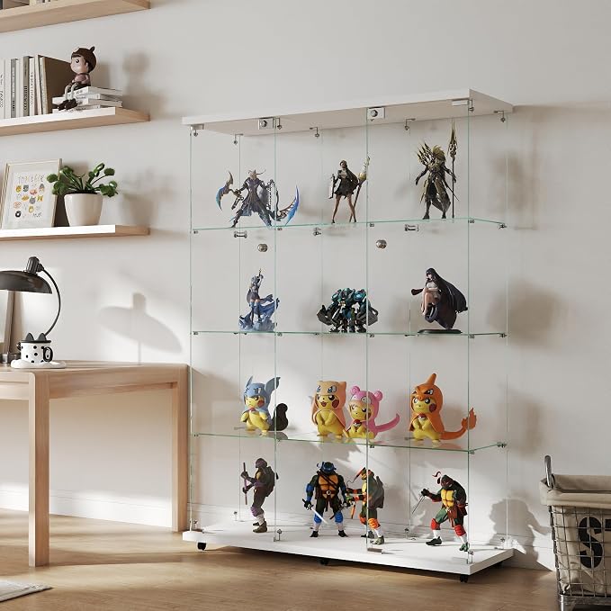 Display Cabinet with Glass Door and Lock, 4-Shelf Curio Cabinets with 5mm - Image 3