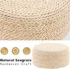 Cpintltr Ottoman Natural Seagrass Footrest Poufs Hand Weave Round Foot Stool - Image 6