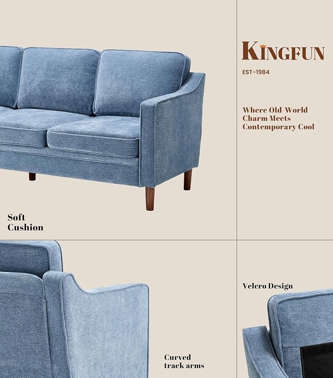 Kingfun Living Room Furniture Sets, 3 Seater Couch and Loveseat, Mid Century - Image 7