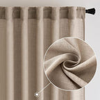 MIULEE Taupe Linen Curtains 42x84 Inch Length 2 Panels - Image 2