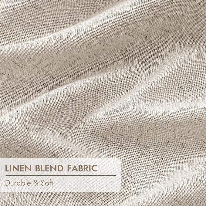 MIULEE Beige Pinch Pleated 100% Blackout Linen Curtains 40x108 Inches | Room - Image 6