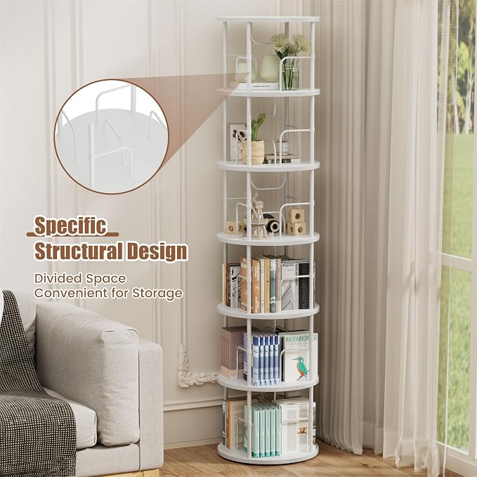 ALLSTAND 6 Tier Rotating Bookshelf, 360 ° Display Stackable Spinning Bookshelf - Image 3