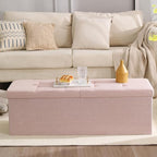 45.3 Inches Storage Ottoman Bench Foldable Seat Footrest Shoe Bench End of Bed - Image 2