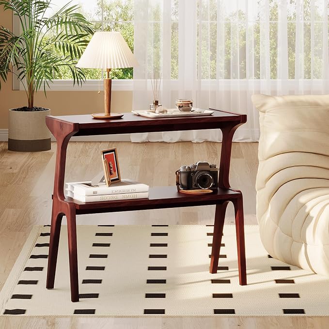 Set of 2 Solid Wood End Table, 2-Tier Side Table - Image 8