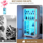 71” Display Cabinet with Glass Doors, Modern Curio Cabinet with 3 Color Lights - Image 6
