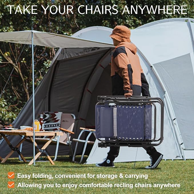 Sweetcrispy Zero Gravity Chairs Set of 2, Outdoor Folding Reclining Lounge Chair - Image 7