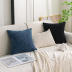 Set of 4 Blue Decorative Throw Pillow Covers 18x18 Inch Corduroy Pillow Covers - Image 3