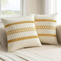MIULEE Set of 2 Mustard Yellow Boho Decorative Pillow Covers 16x16 Inch | Fall by MIULEE