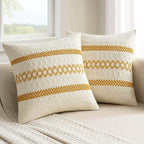MIULEE Set of 2 Mustard Yellow Boho Decorative Pillow Covers 16x16 Inch | Fall by MIULEE