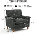 Mid Century Modern Accent Chair, Chenille Comfy Living Room Arm Chairs - Image 2