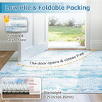 5x7 Washable Area Rug for Living Room Bedroom: Non-Slip Modern Light Blue | - Image 7