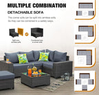 JOYURE 6 Pieces Patio Furniture Set All-Weather Outdoor Wicker Sectional - Image 6