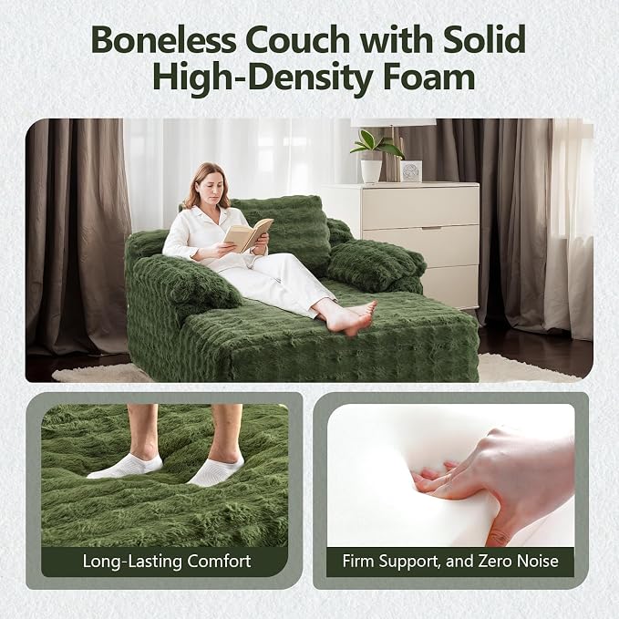 VINGLI Boneless Chaise Lounge Chair Indoor, 55.5" Deep Seat Sleeper Sofa Bed - Image 3
