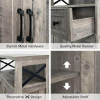 Farmhouse Storage Cabinet with Barn Doors and Open Shelf, Kitchen Pantry with - Image 7