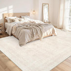8x10 Area Rugs Living Room: Bedroom Neutral Washable Carpet Beige | Large - Image 2