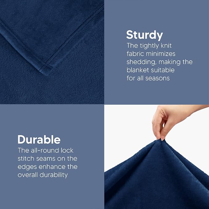 Utopia Bedding Ultra Soft Fleece Bed Blanket Throw Size Navy | Microfiber Plush - Image 5