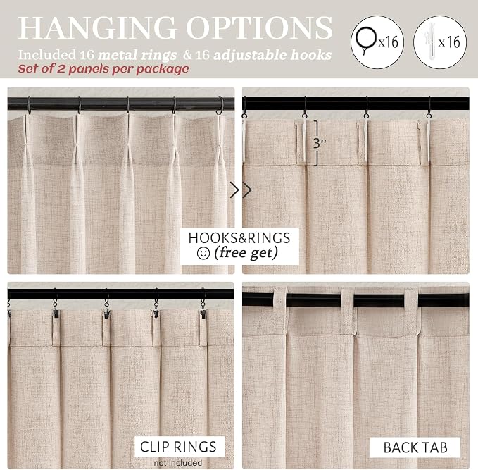 PleatedDrapes Custom Curtains for Living Room 2 Pages, Linen Curtains 102 - Image 4
