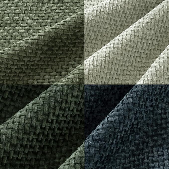 MIULEE Soft Decorative Chenille Pillow Covers Green Navy 16x16 Pack of 4 | - Image 2