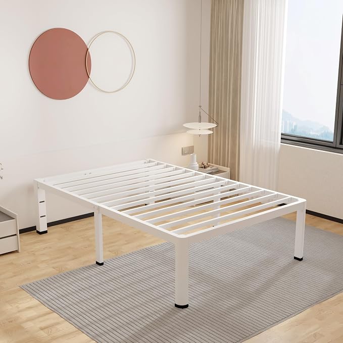ROIL 14 Inch White Twin XL Bed Frame by ROIL