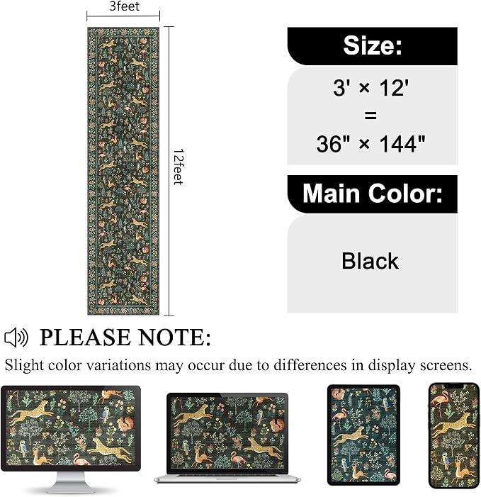 DUKINO 3x12 Runner Rug for Hallway, Washable Animal Rug for Kitchen, Low Pile - Image 2
