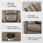 Lexicon Recliner Chair, Home Theater Seating, Manual Polished Microfiber - Image 3