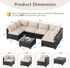 LOUVIXA 7 Piece Outdoor Patio Furniture Set, Outdoor Sectional Sofa, Wicker - Image 2