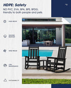 KINGYES Oversized Outdoor Rocking Chair Set of 4, All-Weather Patio Rocking - Image 6