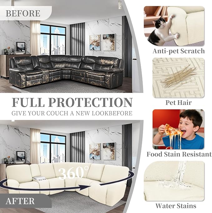 100% Waterproof Sectional Recliner Couch Covers - Image 6