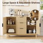 47.2" W Storage Cabinet with 3 Drawers, Fluted Buffet Cabinet with Storage - Image 4