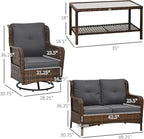Outsunny 4 Piece PE Rattan Outdoor Patio Furniture Set, Wicker Conversation Set - Image 7