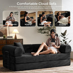 79" Convertible Sofa Bed with Fixed-Shape Frame & Removable Armrests, Modular - Image 9