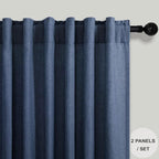 Pitalk 102 Inch Curtains Navy Blue Linen Drape - Image 2