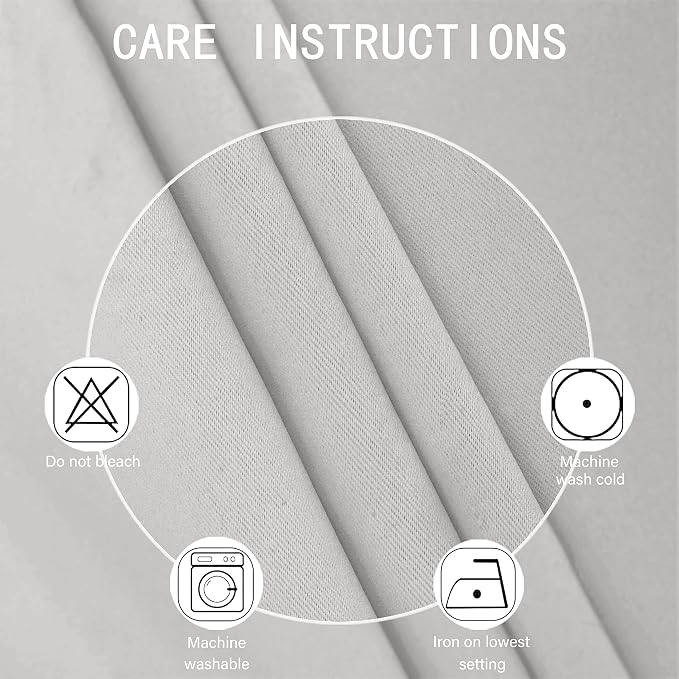 Blackout Curtains 66 x 95 inch/Light Grey Curtains Set of 2 Panels/Thermal - Image 4