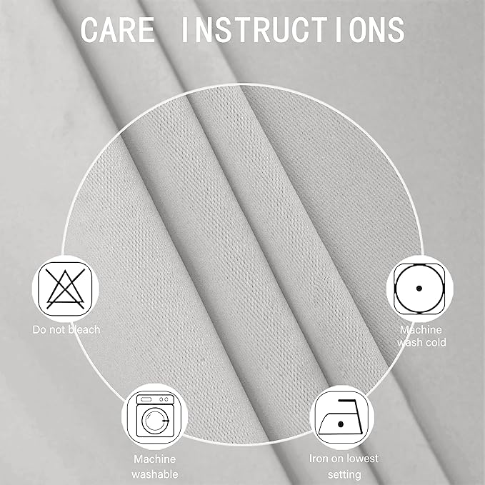 Blackout Curtains 52 x 45 inch/Light Grey Curtains Set of 2 Panels/Thermal - Image 4