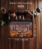 Rustic Cabin Area Rug for Bedroom 5x7, Machine Washable Woodland Bear Rug - Image 2