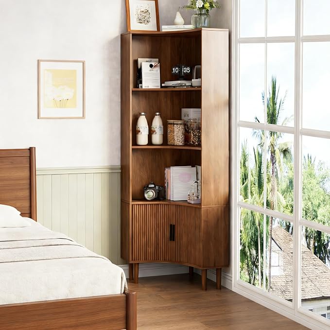Lxsxlome Fluted Corner Cabinet, 66.928" Tall Corner Floor Cabinet - Image 4