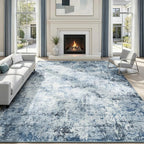 Rugflix 8x10 Area Rugs for Living Room, Washable Light Blue Grey Large Rug | - Image 9