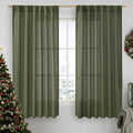 Olive Green Linen Curtains 63 Inch by LAMIT
