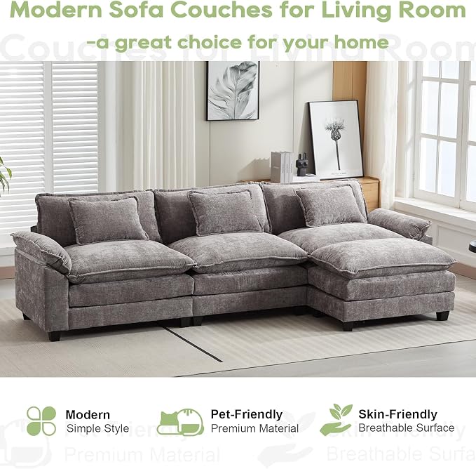Oprisen 120" Modular Sectional Sofa, Comfy Cloud Couch Sectional Sofa - Image 7