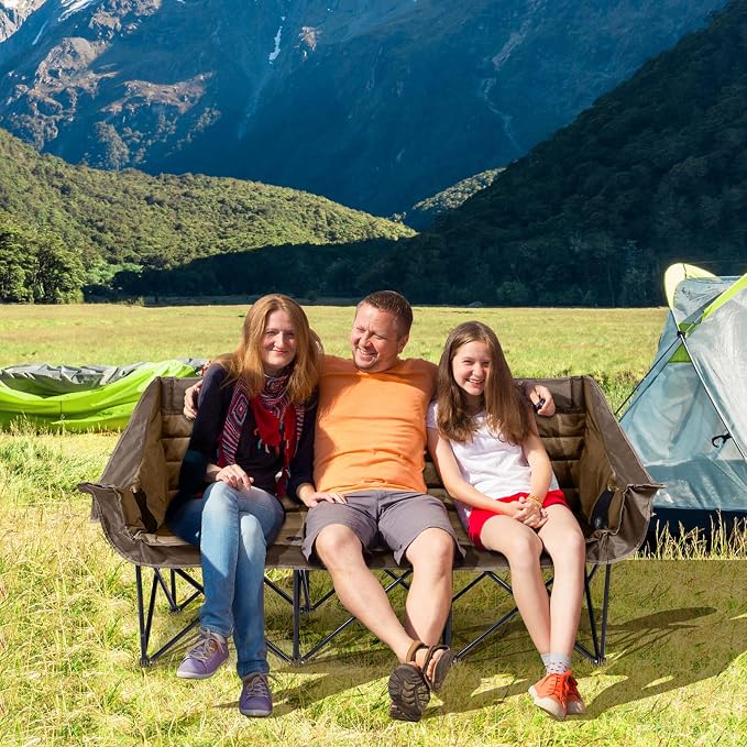 Huskfirm 3 Person Camping Chairs Folding Double Camping Chair Portable - Image 4