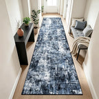 Rugflix 3x12 Runner Rug for Hallway, Washable Navy Blue Long Runners | Machine by RugflixAreaRugs