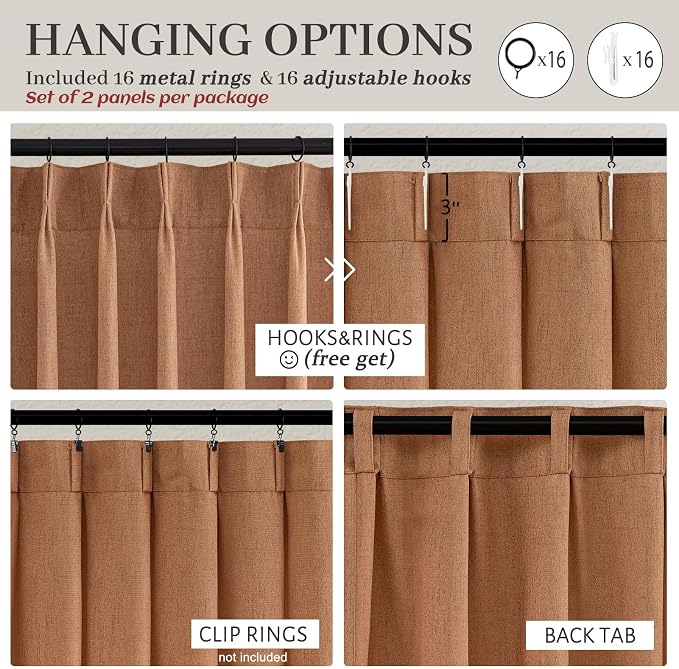 PleatedDrapes Antique Burnt Orange Sheer Autumn Curtains & Drapes 108 Inches - Image 4