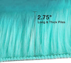 Turquoise Blue Faux Sheepskin Runner Rugs 2x6 ft, Fluffy Fur Couch Covers | - Image 2