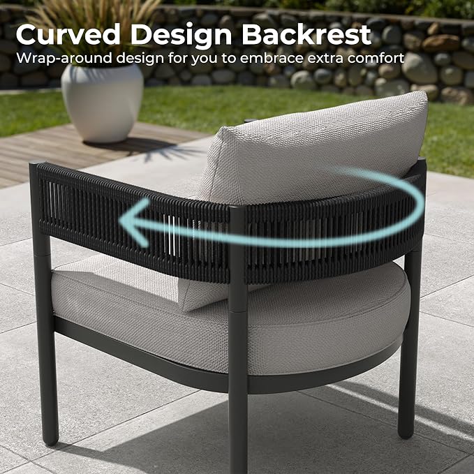 Grand patio 6-Piece Outdoor Furniture Set, 7 Seats Wicker Sofa Conversation Set - Image 5